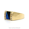 Rectangular Split Onyx and Opal Inlay Ring with Channel Set Diamond Accents in 14k Yellow Gold - Thumbnail 2
