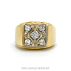 14k yellow gold men's 1cttw five diamond square cluster ring — top view - Thumbnail 1