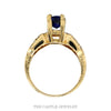 Round Sapphire Solitaire Ring with Diamond Cluster Accented Sides in 14k Yellow Gold - Thumbnail 2
