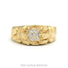 Textured Nugget Style Ring with Diamond Solitaire Accent in 10k Yellow Gold - Thumbnail 1