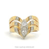 14k yellow gold marquise diamond chevron V-ring — top view - Thumbnail 1