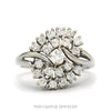 14k white gold 1ctw round brilliant diamond cluster ring — top view - Thumbnail 1