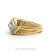 Side profile of the 14k yellow gold men's diamond nugget ring - Thumbnail 2
