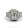 10k white gold double halo invisible set princess cut cluster ring — top view - Thumbnail 1