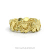 Tapered 10k yellow gold textured nugget band with flat polished forms — top view - Thumbnail 1