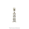 1/4cttw 3 Diamond Drop Pendant in 14k White Gold - Thumbnail 1