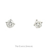.66cttw Round Diamond Stud Earrings in 14k White Gold Screw Back Settings - Thumbnail 1