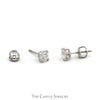 .66cttw Round Diamond Stud Earrings in 14k White Gold Screw Back Settings - Thumbnail 2