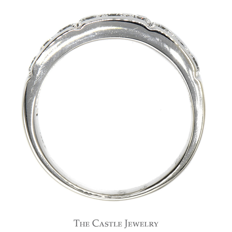 Men's .90cttw Diamond Wedding Band in 14k White Gold - Size 10