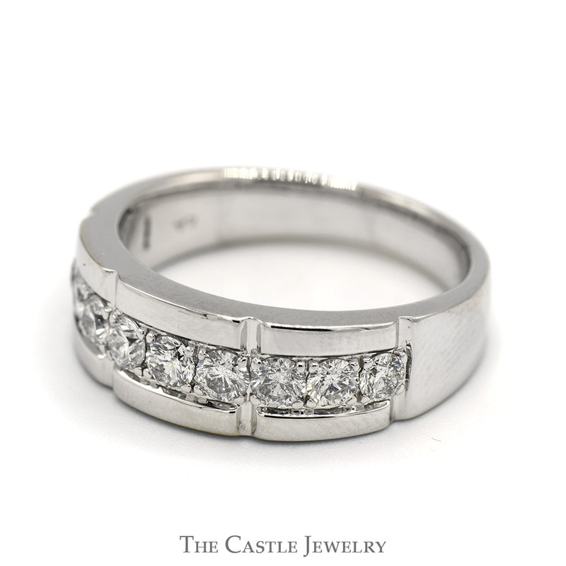 Men's .90cttw Diamond Wedding Band in 14k White Gold - Size 10