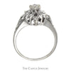 1/2cttw Diamond Flower Cluster Ring in 14k White Gold Split Shank Setting - Thumbnail 2