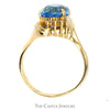 Oval Blue Topaz Ring with Diamond Accented Bypass Mounting in 14k Yellow Gold - Thumbnail 2