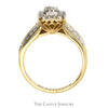 3/4cttw Rectangular Diamond Cluster Ring with Diamond Accented Sides in 14k Yellow Gold - Thumbnail 2