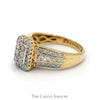 3/4cttw Rectangular Diamond Cluster Ring with Diamond Accented Sides in 14k Yellow Gold - Thumbnail 3