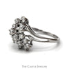 3/4cttw Diamond Waterfall Cluster Ring in 14k White Gold Split Shank Design - Thumbnail 3
