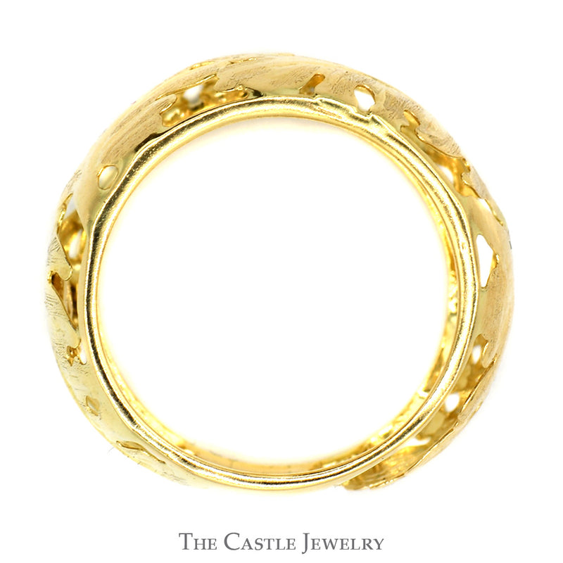 Wide Open Leaf Designed Band in 14k Yellow Gold - Size 7