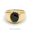 Oval Cabochon Black Star Sapphire Ring with Polished Sides in 14k Yellow Gold - Thumbnail 1