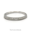 Round Diamond Wedding Band with Beaded Edges in 10k White Gold - Thumbnail 1
