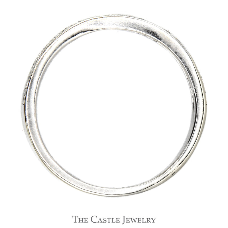 Round Diamond Wedding Band with Beaded Edges in 10k White Gold
