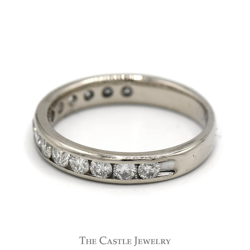 1cttw Channel Set Diamond Wedding Band in 14k White Gold