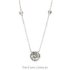 Circle Shaped Diamond Cluster Pendant on 16 inch Cable Link Chain in 14k White Gold - Thumbnail 2