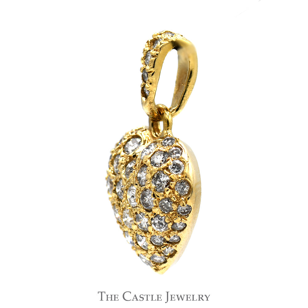 Heart Shaped 3/4cttw Diamond Cluster Pendant in 14k Yellow Gold