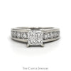 1.5cttw Invisi-set Diamond Cluster Engagement Ring with Channel Set Diamond Accents in 14k White Gold - Thumbnail 1