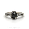14k white gold oval black diamond halo engagement ring — top view - Thumbnail 1