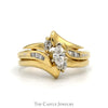 Marquise Diamond Engagement Ring .25 CT  With Wrap Design Band With Diamonds .50CTTW In 14KT Yellow Gold - Thumbnail 1