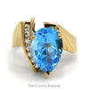 Pear Topaz Ring with Unique Design Cubic Zirconia Mounting - Thumbnail 1