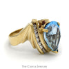 Pear Topaz Ring with Unique Design Cubic Zirconia Mounting - Thumbnail 3
