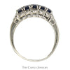 Oval Sapphire Band with Scalloped Mounting & Diamond Accents - Thumbnail 2
