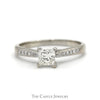 Princess Cut Diamond Engagement Ring with Diamond Accented Sides in 10k White Gold - Thumbnail 1