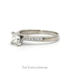 Princess Cut Diamond Engagement Ring with Diamond Accented Sides in 10k White Gold - Thumbnail 3
