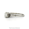 Vintage Design With .38CT Round Brilliant Cut Diamond Solitaire And Diamond Accented Sides In 14KT White Gold - Thumbnail 3