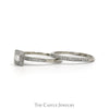 Diamond Bridal Set .38CTTW With .16CT Princess Cut Center With Halo And Diamond Sides In 14KT White Gold - Thumbnail 3