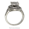 1.5cttw Diamond Cluster Engagement Ring with Diamond Halo and Split Shank Sides in 10k White Gold - Thumbnail 2