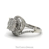 1.5cttw Diamond Cluster Engagement Ring with Diamond Halo and Split Shank Sides in 10k White Gold - Thumbnail 3