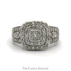 Square Shaped 1cttw Diamond Cluster Engagement Ring with Accented Sides in 10k White Gold - Thumbnail 1