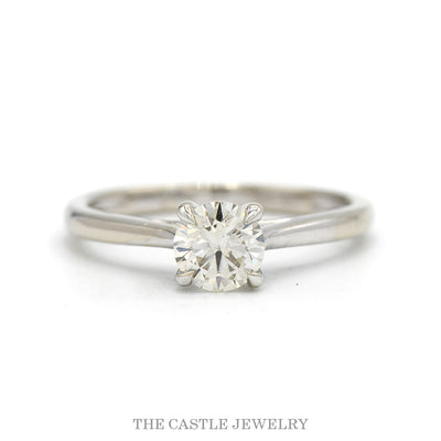 Lab Grown 3/4ct Round Brilliant Cut Diamond Solitaire Engagement Ring in 10k White Gold Cathedral Mount