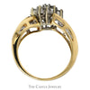1cttw Snowflake Diamond Cluster Ring with Accented Sides in 10k Yellow Gold Bypass Mounting - Thumbnail 2