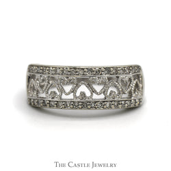 1/4cttw Diamond Accented Open Heart Band in 10k White Gold