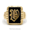 Rectangular Black Onyx "V" Ring in 10k Yellow Gold - Thumbnail 1