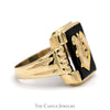 Rectangular Black Onyx "V" Ring in 10k Yellow Gold - Thumbnail 3