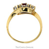 Marquise Cut Ruby Ring with Diamond Cluster Accents in 14k Yellow Gold - Thumbnail 2