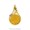 1996 Gibraltar 1/25oz Crown Rose Design 24k Coin Pendant in 14k Diamond Accented Bezel Mounting - Thumbnail 1