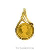 1996 Gibraltar 1/25oz Crown Rose Design 24k Coin Pendant in 14k Diamond Accented Bezel Mounting - Thumbnail 2