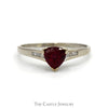 Trillion Cut Synthetic Ruby Ring with Channel Set Diamond Accents in 14k White Gold - Thumbnail 1