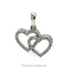 Double Open Heart Diamond Pendant in 10k White Gold - Thumbnail 1
