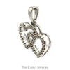 Double Open Heart Diamond Pendant in 10k White Gold - Thumbnail 2